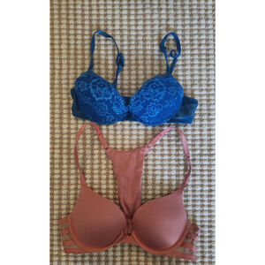 Women's Vintage H&M & Victoria Secret Pink/Blue Coquette, Sexy, Size 32A Bra Lot